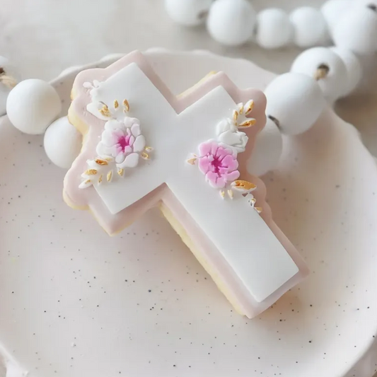 Floral Cross Cookie Stamp & Cutter