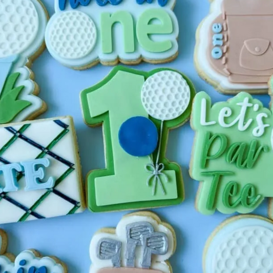 Number 1 with Golf Ball Balloon Cookie Stamp & Cutter