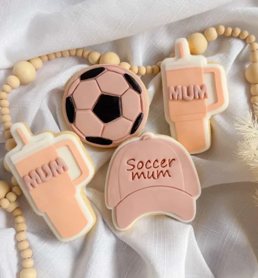 Cap Cookie Stamp & Cutter with Soccer Mum Font