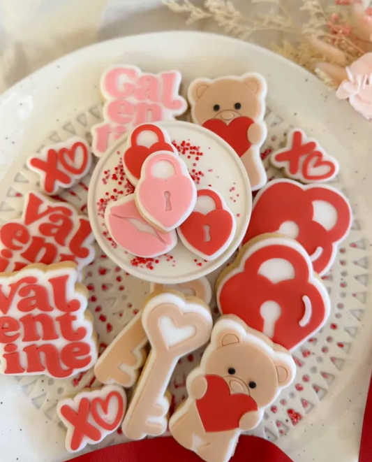 Set of 3 Mini Valentines Day Cookie Stamp & Cutter