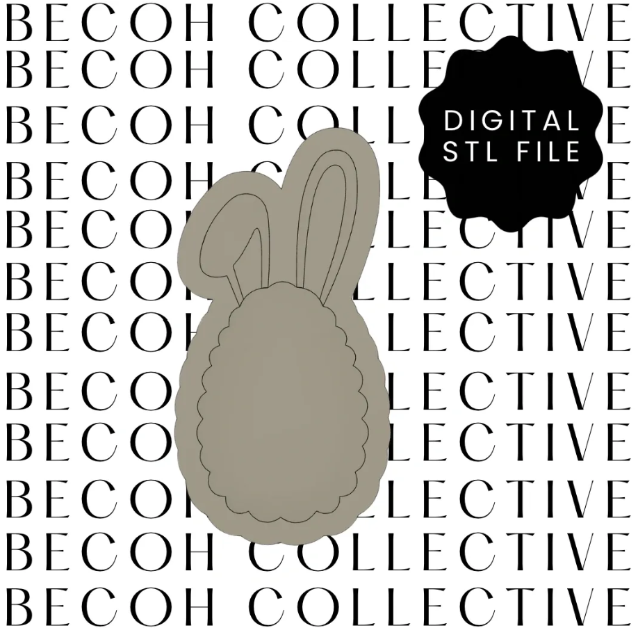Wavy Egg with Bunny Ears Cookie Stamp & Cutter