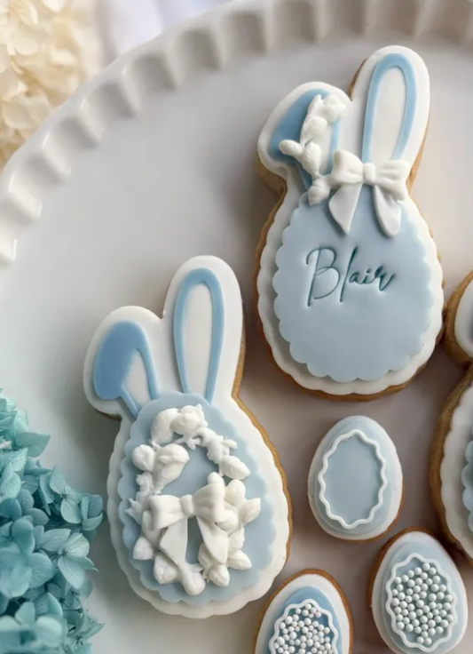 Wavy Egg with Bunny Ears Cookie Stamp & Cutter