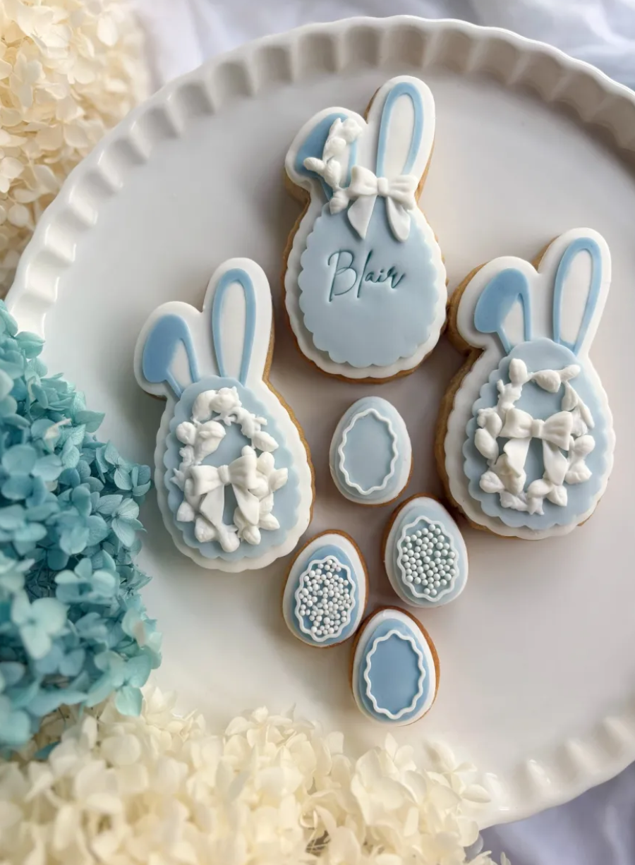 Wavy Egg with Bunny Ears Cookie Stamp & Cutter
