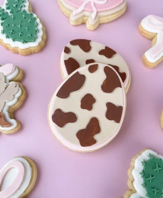 Easter Egg with Cow Print Cookie Stamp & Cutter