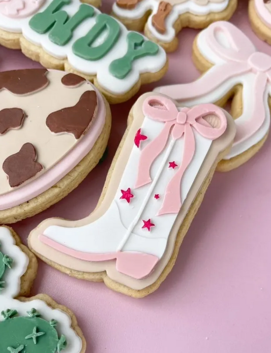 Howdy Cowgirl Boot with Bow Cookie Stamp & Cutter