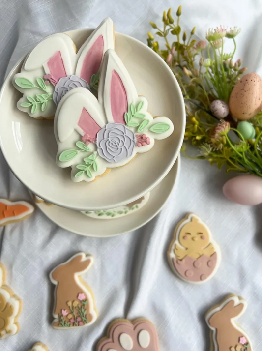 Floral Bunny Ears Cookie Stamp & Cutter