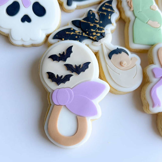 Bat Baby Rattle Cookie Stamp & Cutter