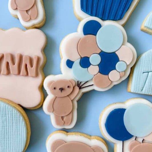 Teddy Bear with Bunch of Balloons Cookie Stamp & Cutter