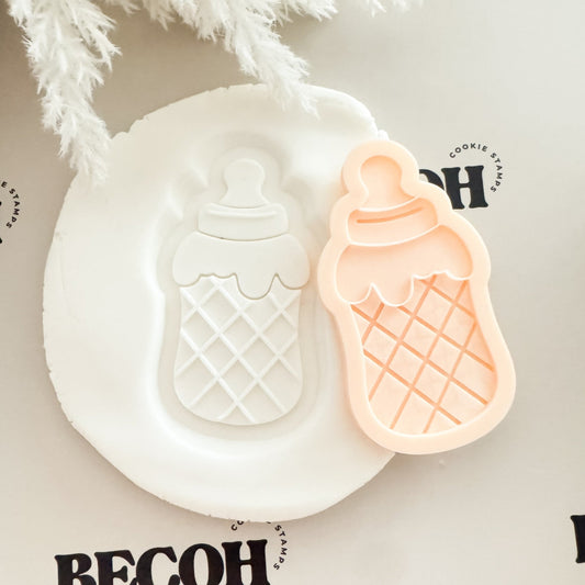 Ice Cream Baby Bottle Cookie Stamp & Cutter