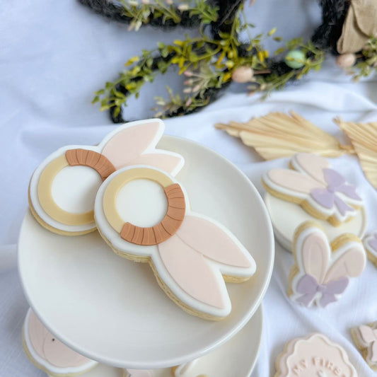 Bunny Ear Wooden Teether Cookie Stamp & Cutter