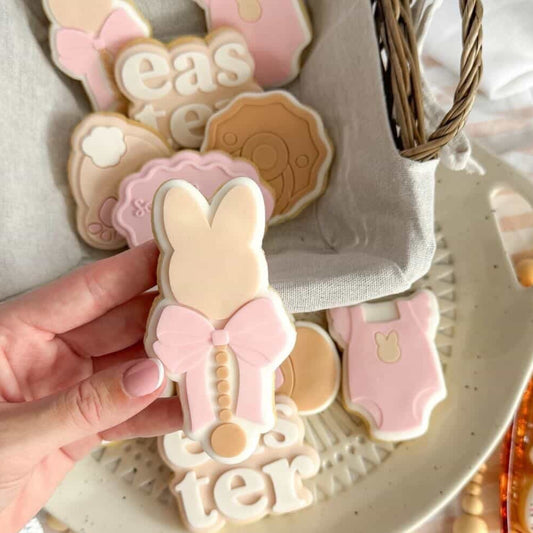 Bunny Bow Rattle Cookie Stamp & Cutter
