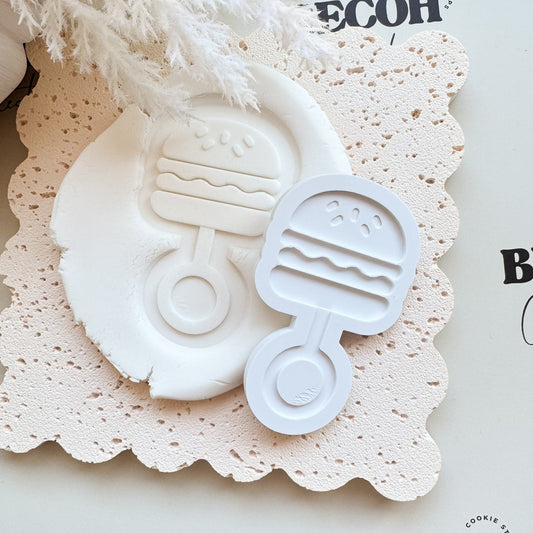 Cheeseburger Rattle Cookie Stamp & Cutter