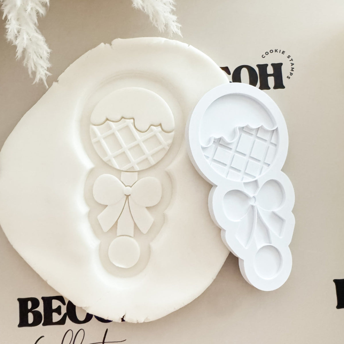 Ice Cream Baby Rattle Cookie Stamp & Cutter