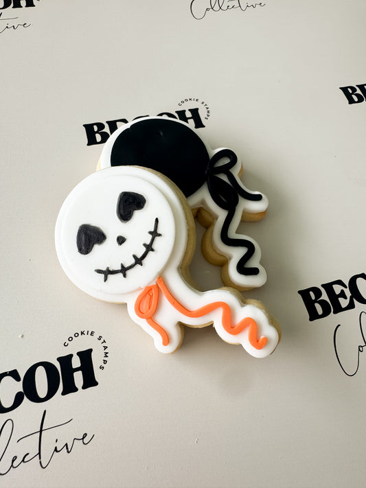 Skeleton Face Balloon Cookie Stamp & Cutter