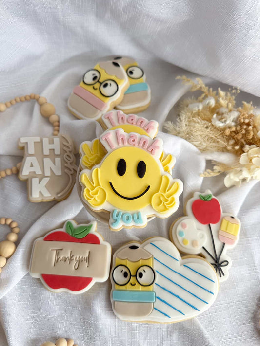 Thankyou Smiley Face Cookie Stamp & Cutter
